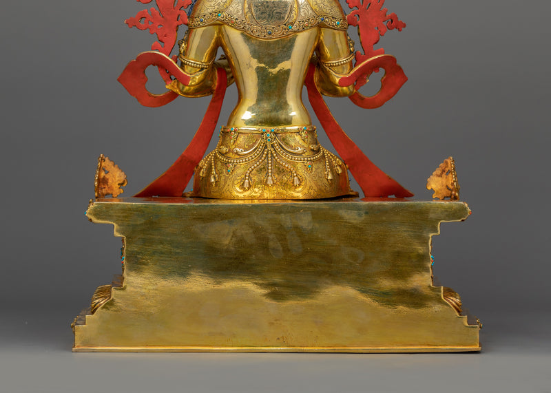 Tibetan Maitreya Buddha Sculpture with Magnificent Throne | Symbol of Wisdom & Hope