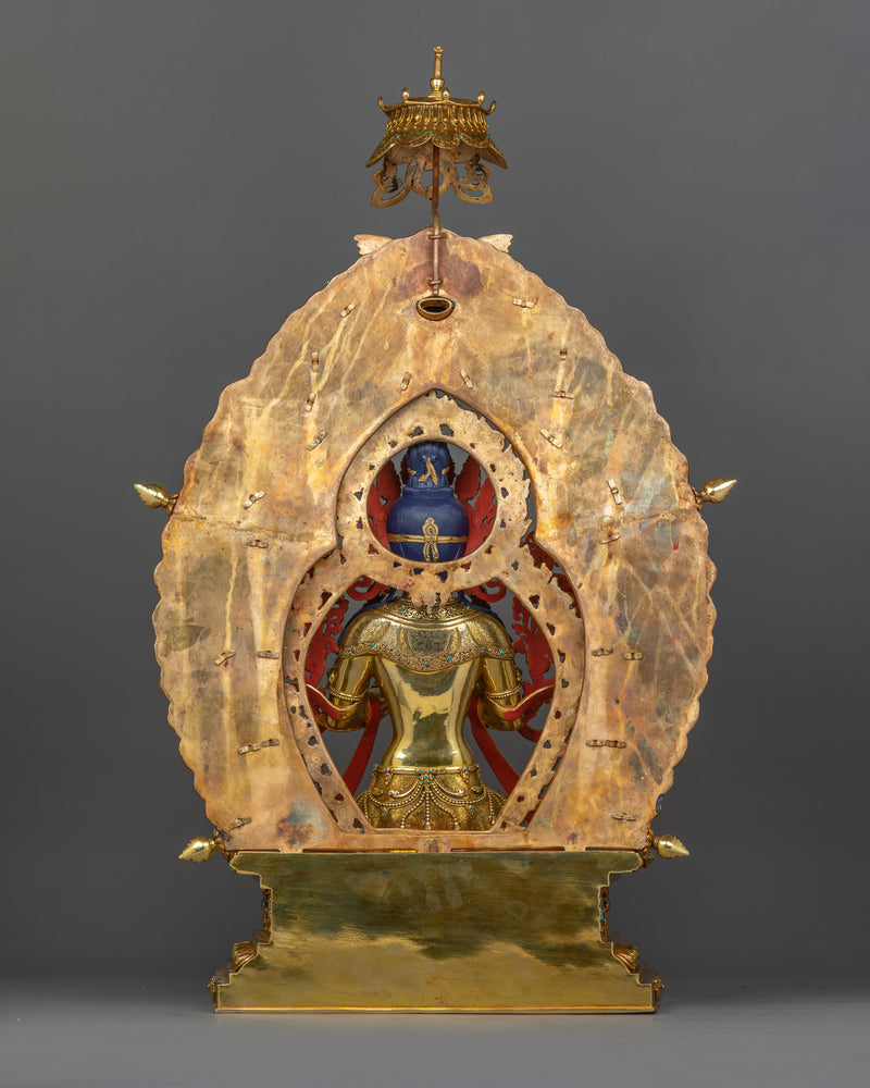 Tibetan Maitreya Buddha Sculpture with Magnificent Throne | Symbol of Wisdom & Hope