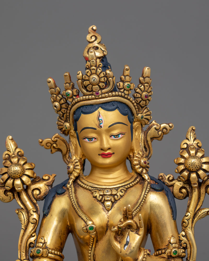 Compassion Deity White Tara Statue | Ideal for Spiritual Practice and Healing