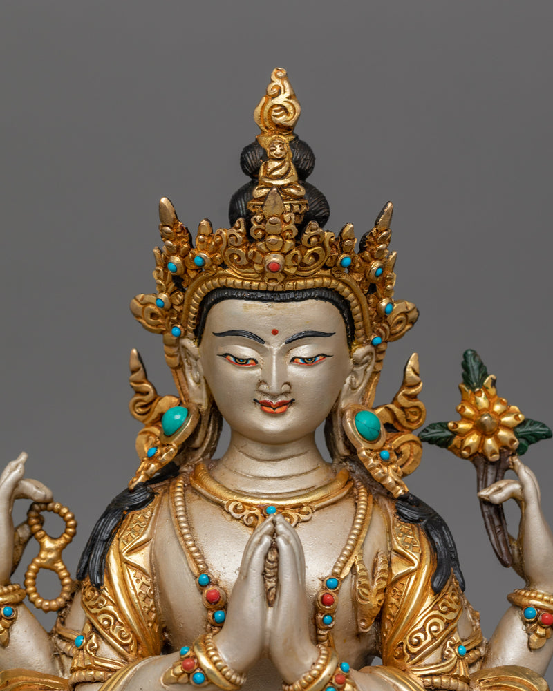 Himalayan Meditating Chenrezig Sculpture | A Path to Seek Infinite Compassion