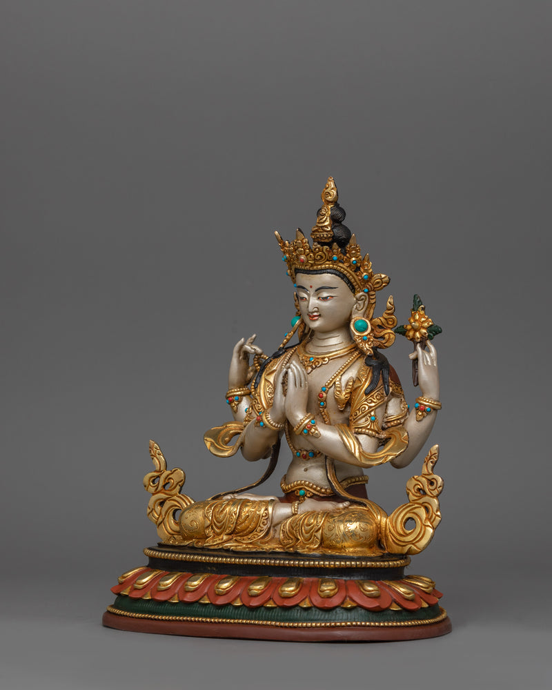 Himalayan Meditating Chenrezig Sculpture | A Path to Seek Infinite Compassion