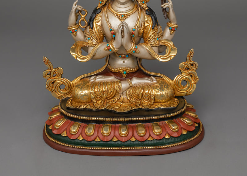 Himalayan Meditating Chenrezig Sculpture | A Path to Seek Infinite Compassion