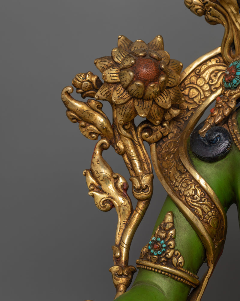 Green Tara Compassionate Savior Sculpture | Goddess of Healing and Protection