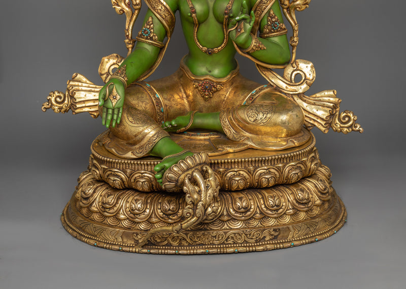 Green Tara Compassionate Savior Sculpture | Goddess of Healing and Protection