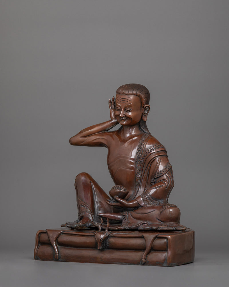 Oxidized Milarepa Copper Statue | 12.6 Inch Handcrafted Spiritual Artwork