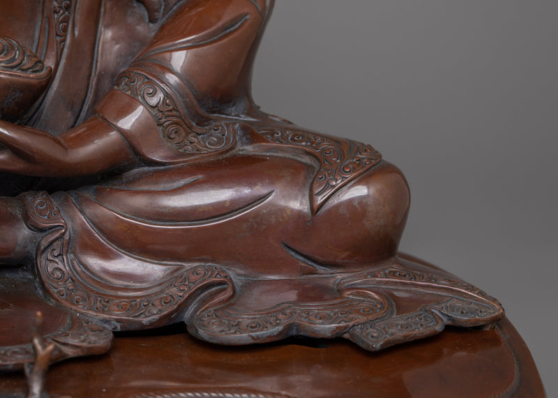 Oxidized Milarepa Copper Statue | 12.6 Inch Handcrafted Spiritual Artwork