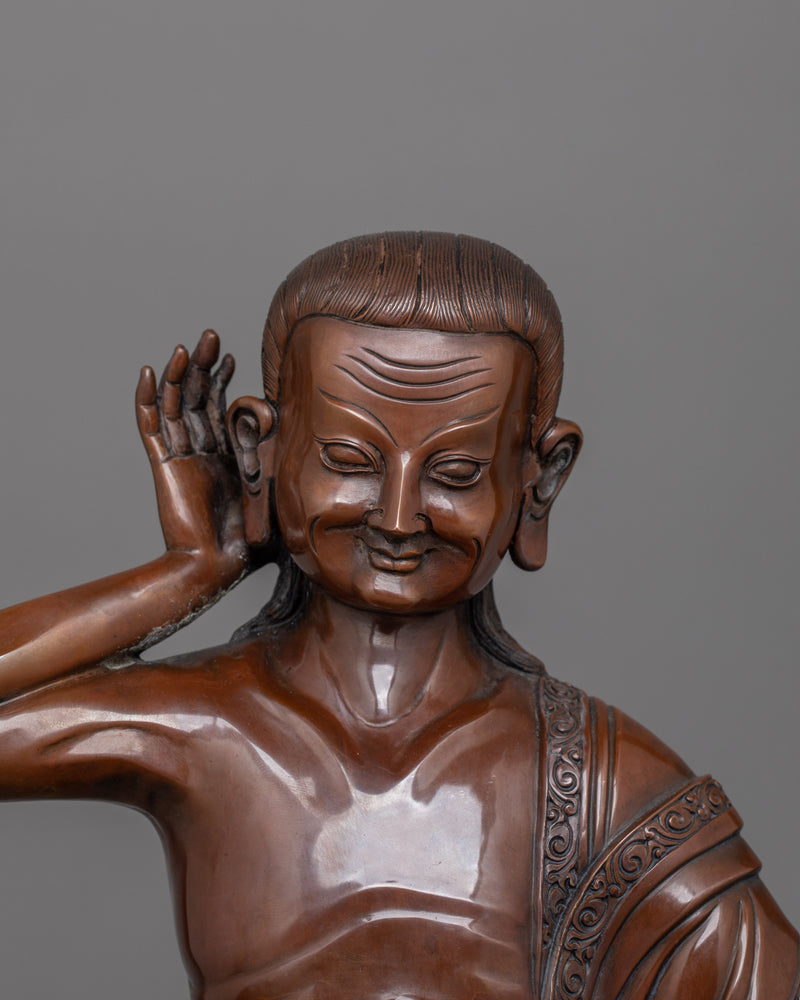 Oxidized Milarepa Copper Statue | 12.6 Inch Handcrafted Spiritual Artwork