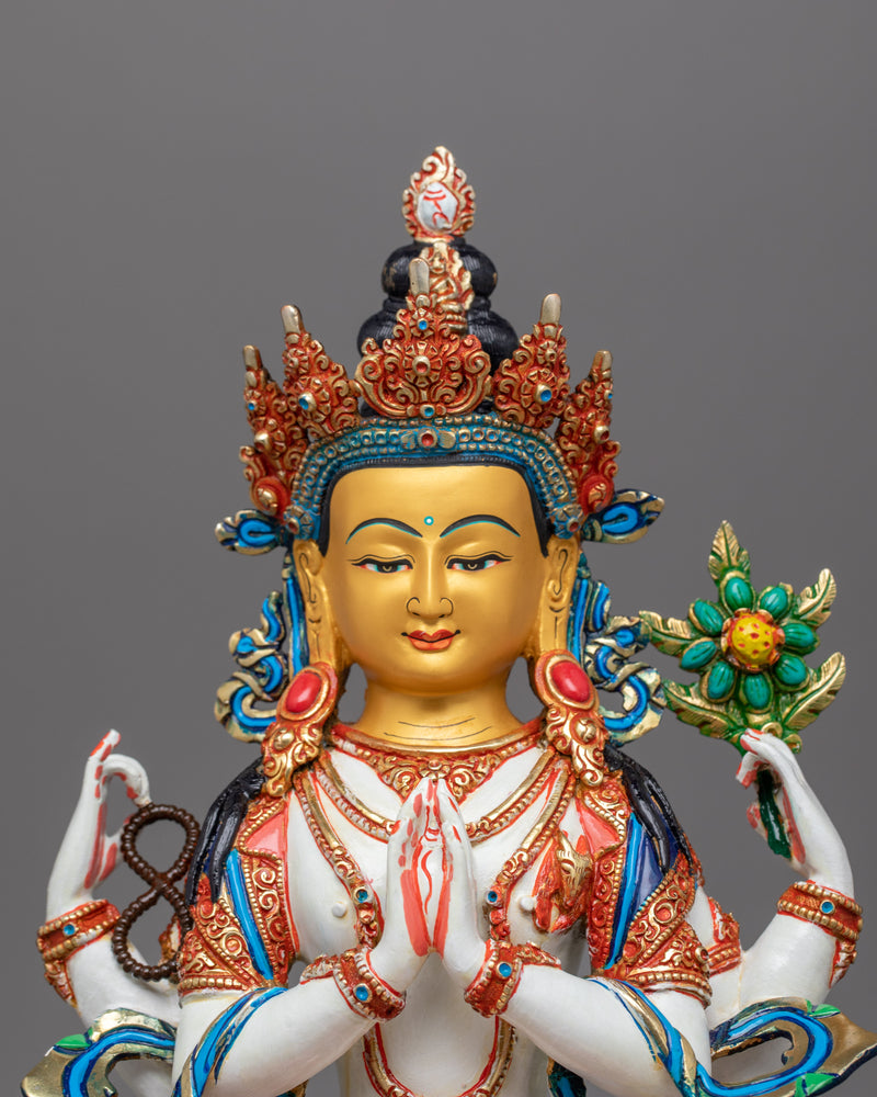 Chenrezig Buddhist Deity Sculpture | Hand-Crafted Traditional Artwork