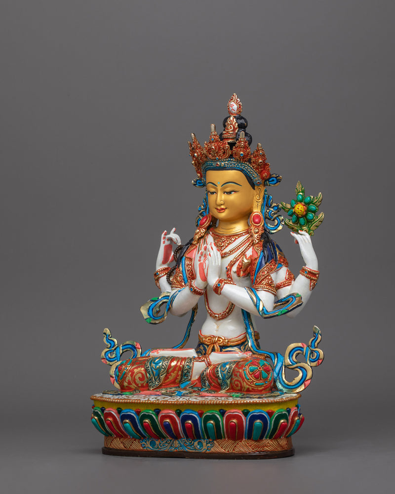 Chenrezig Buddhist Deity Sculpture | Hand-Crafted Traditional Artwork