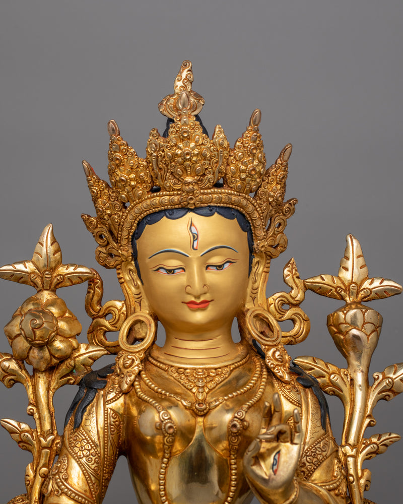 The Compassionate Dolma Karpo Statue | White Tara Enlightened Female Goddess