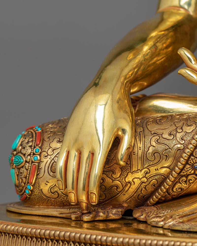 Handcrafted Gautama Buddha Sculpture | 24K Gold Gilded Buddhist Artwork