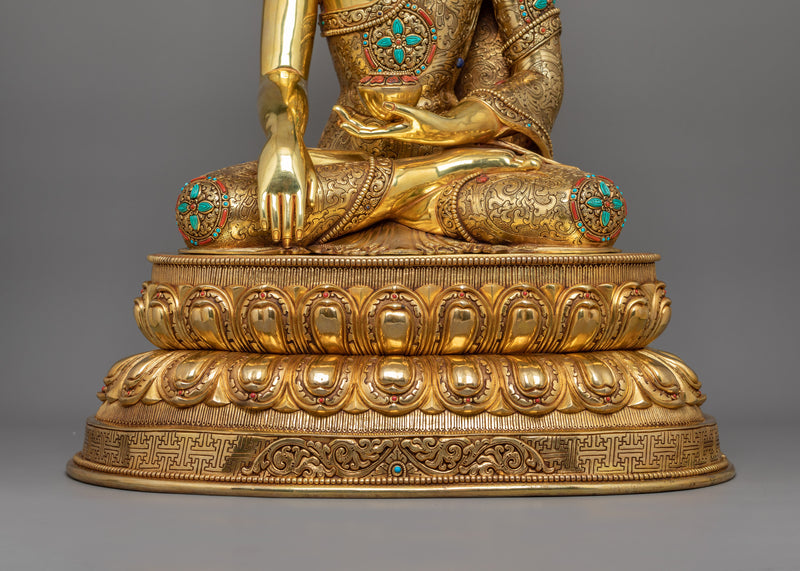 Handcrafted Gautama Buddha Sculpture | 24K Gold Gilded Buddhist Artwork