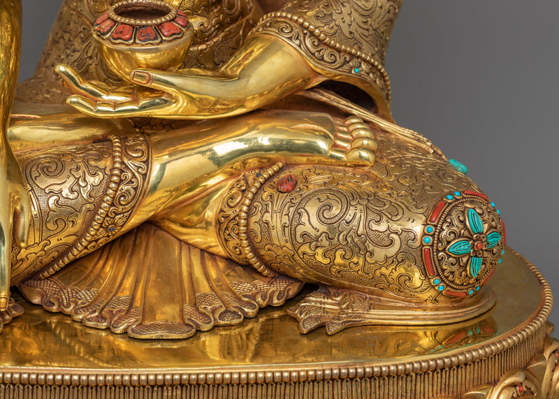 Handcrafted Gautama Buddha Sculpture | 24K Gold Gilded Buddhist Artwork