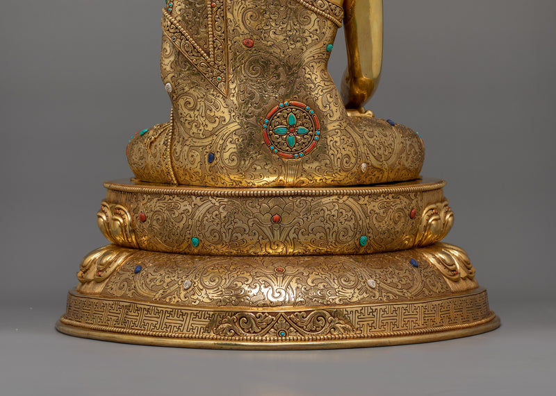 Handcrafted Gautama Buddha Sculpture | 24K Gold Gilded Buddhist Artwork