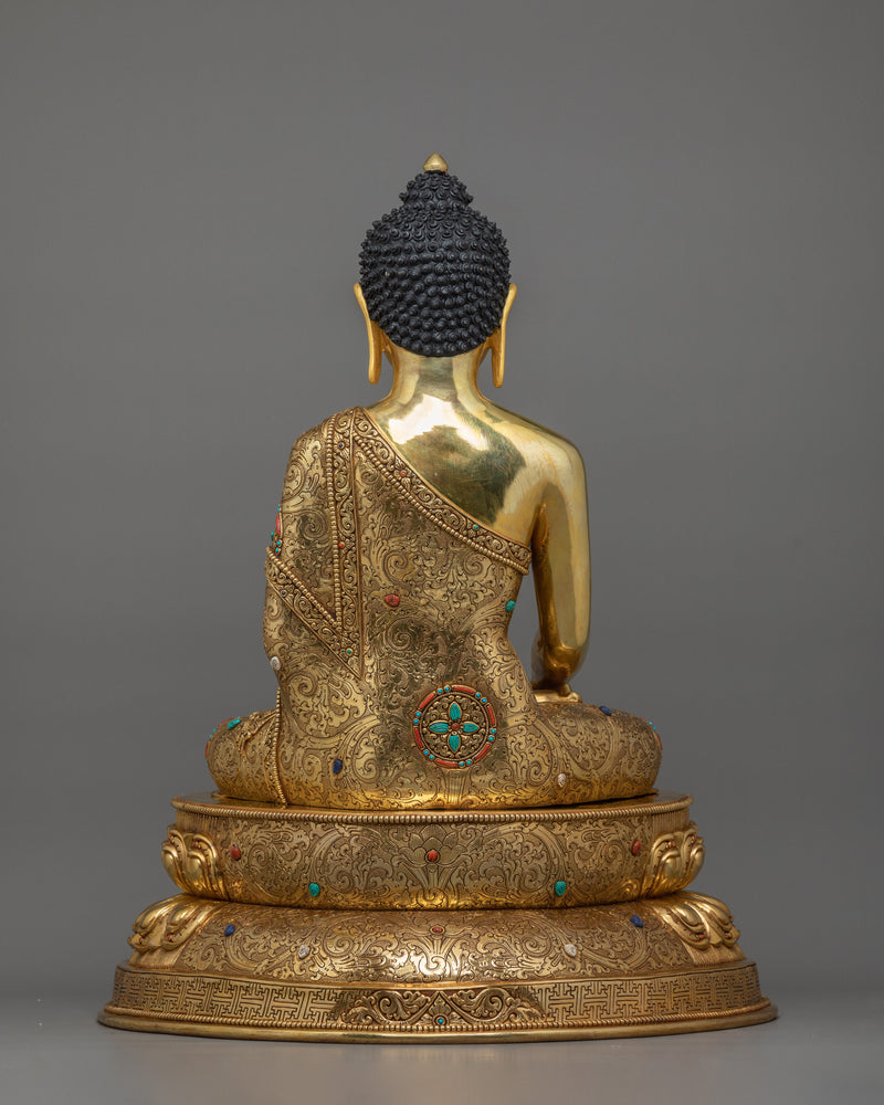 Handcrafted Gautama Buddha Sculpture | 24K Gold Gilded Buddhist Artwork