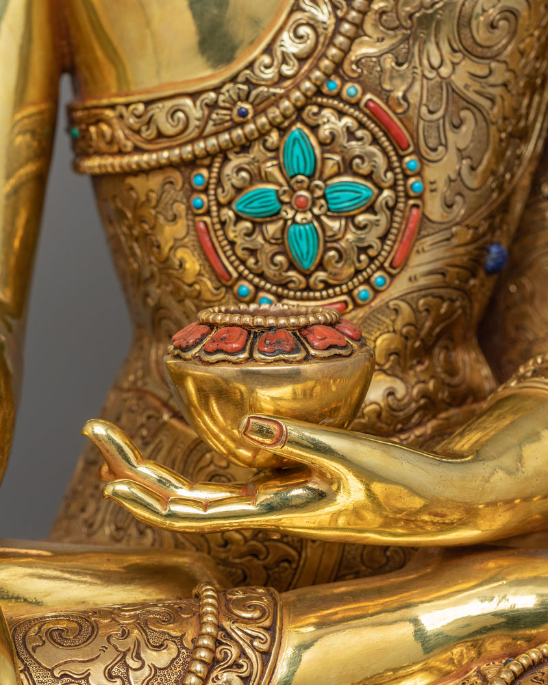 Handcrafted Gautama Buddha Sculpture | 24K Gold Gilded Buddhist Artwork