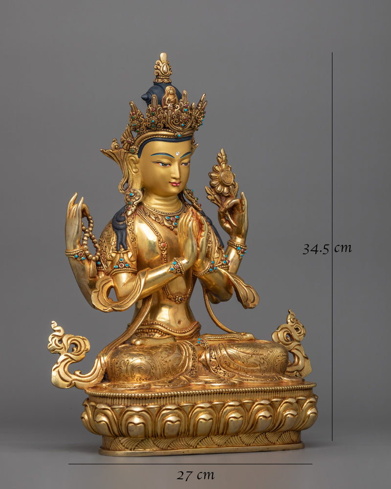 Four Armed Chenrezig Bodhisattva Figurine