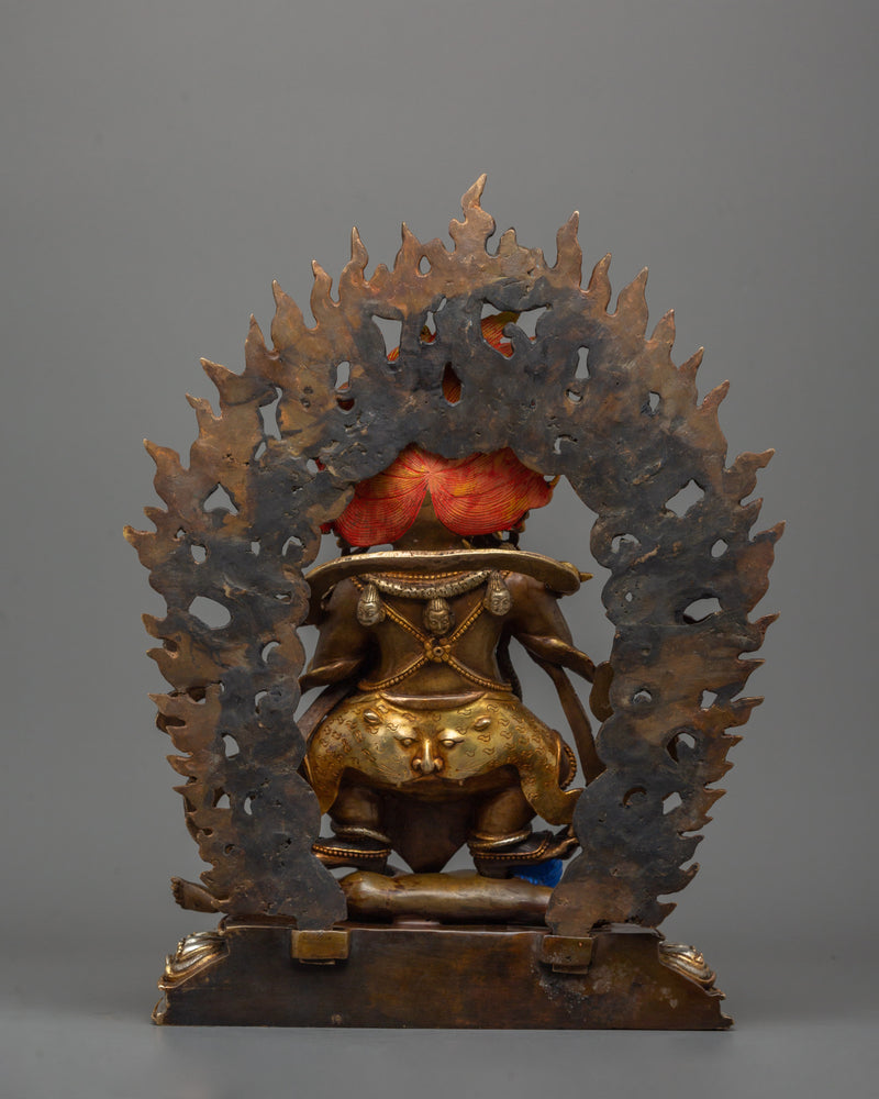 Shakya Mahakala Tibetan Buddhism Statue | 24K Gold Gilded Himalayan Protector Deity