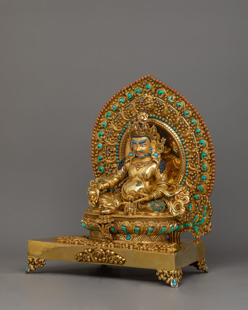 Lord Jambhala Buddhist Wealth Deity Statue – 24K Gold-Gilded Buddhist Wealth Deity