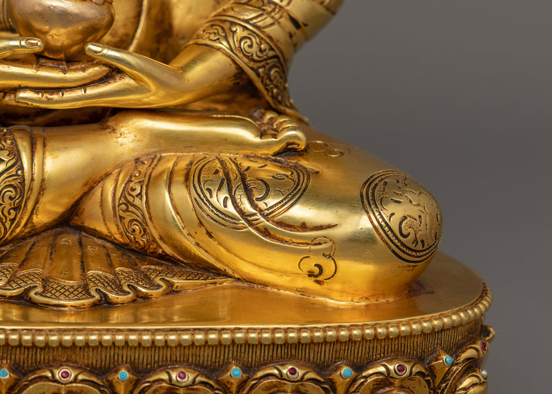 Pure Land Buddha Amitabha Figurine | Handmade 24K Gold Gilded Statue