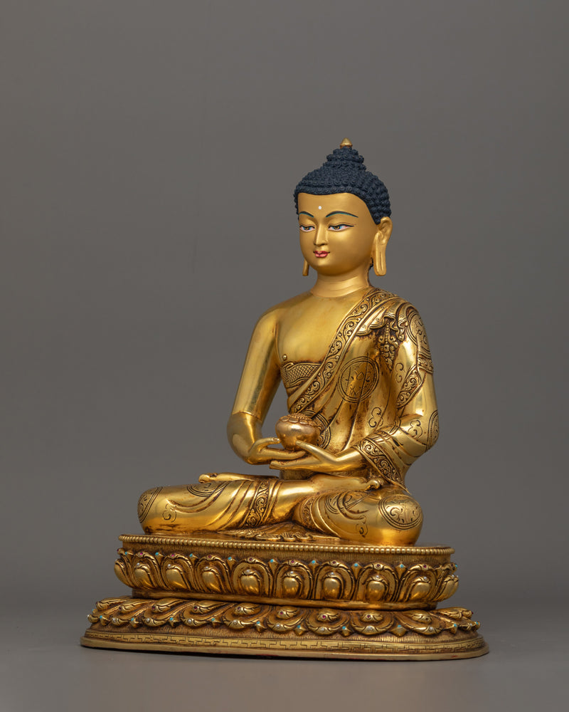 Pure Land Buddha Amitabha Figurine | Handmade 24K Gold Gilded Statue