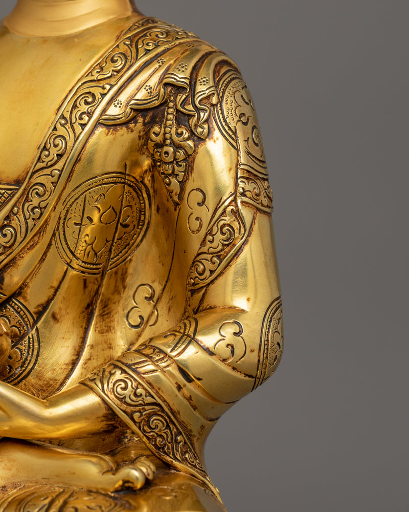 Pure Land Buddha Amitabha Figurine | Handmade 24K Gold Gilded Statue