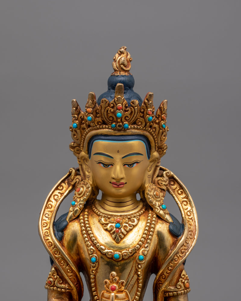 Meditating Deity Amitayus Figurine | Traditional Himalayan Artwork