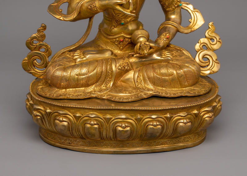 Tibetan Deity Vajrasattva Figurine – 24K Gold Gilded Himalayan Buddhist Deity