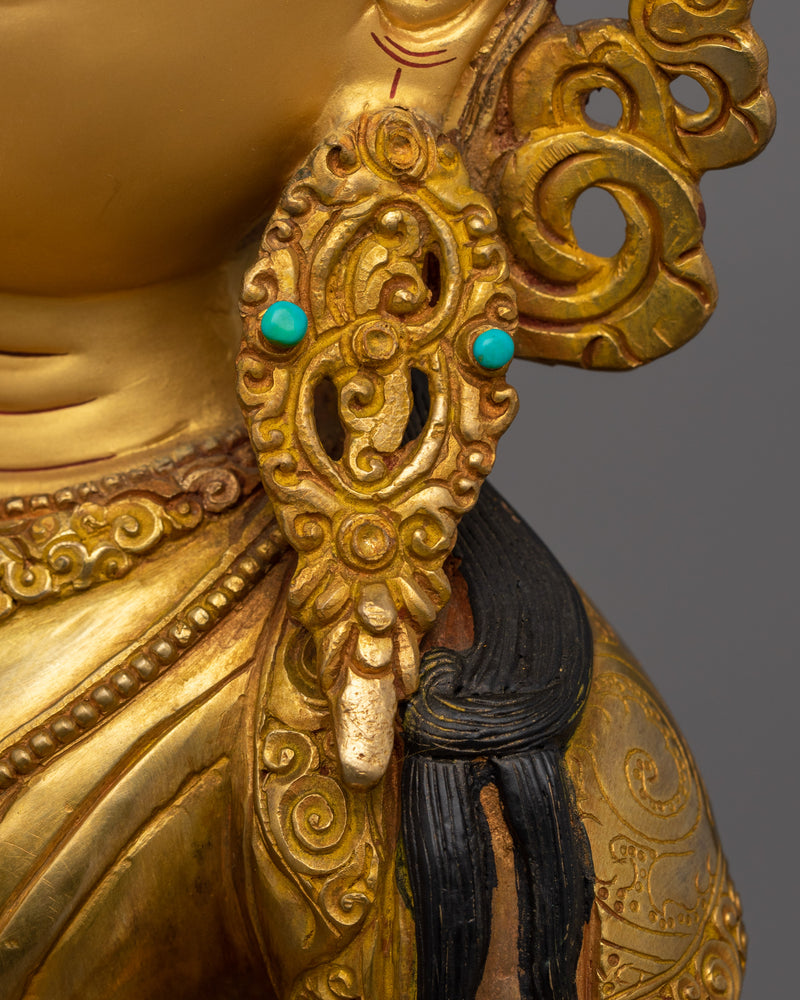 Tibetan Deity Vajrasattva Figurine – 24K Gold Gilded Himalayan Buddhist Deity