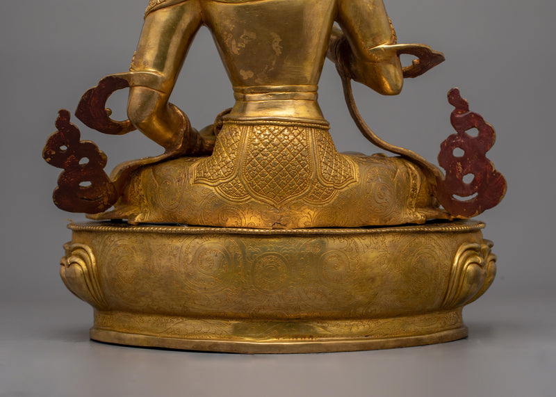 Tibetan Deity Vajrasattva Figurine – 24K Gold Gilded Himalayan Buddhist Deity