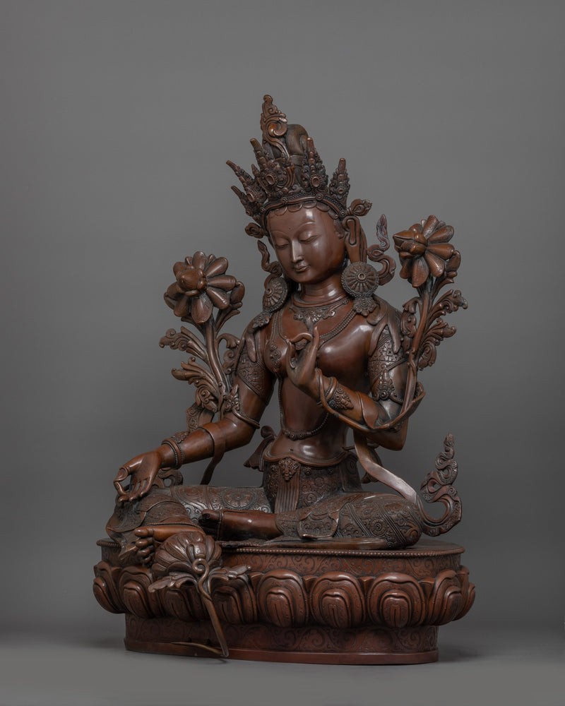 Himalayan Goddess Green Tara Statue | Female Deity of Protection and Healing