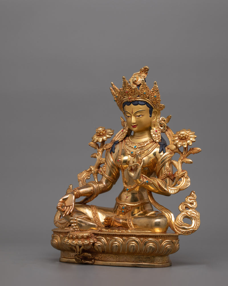 Vajrayana Green Tara Statue | Himalayan Buddhist Goddess of Compassion