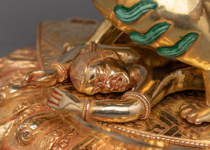 Tibetan Protector Deity Pehar Gyalpo Statue | 24K Gold Gilded Figurine