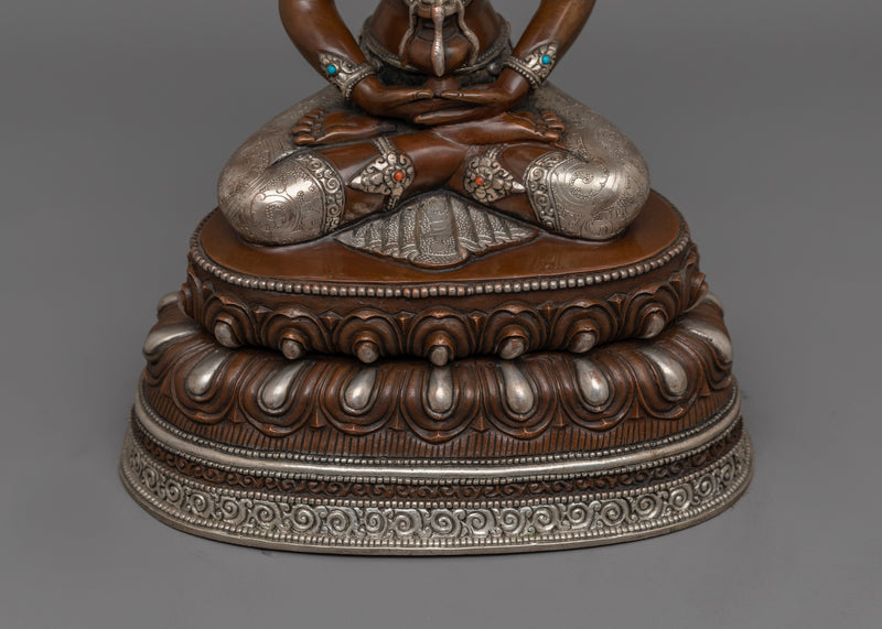 Silver Plated Amitayus Statue | Buddha of Infinite Life