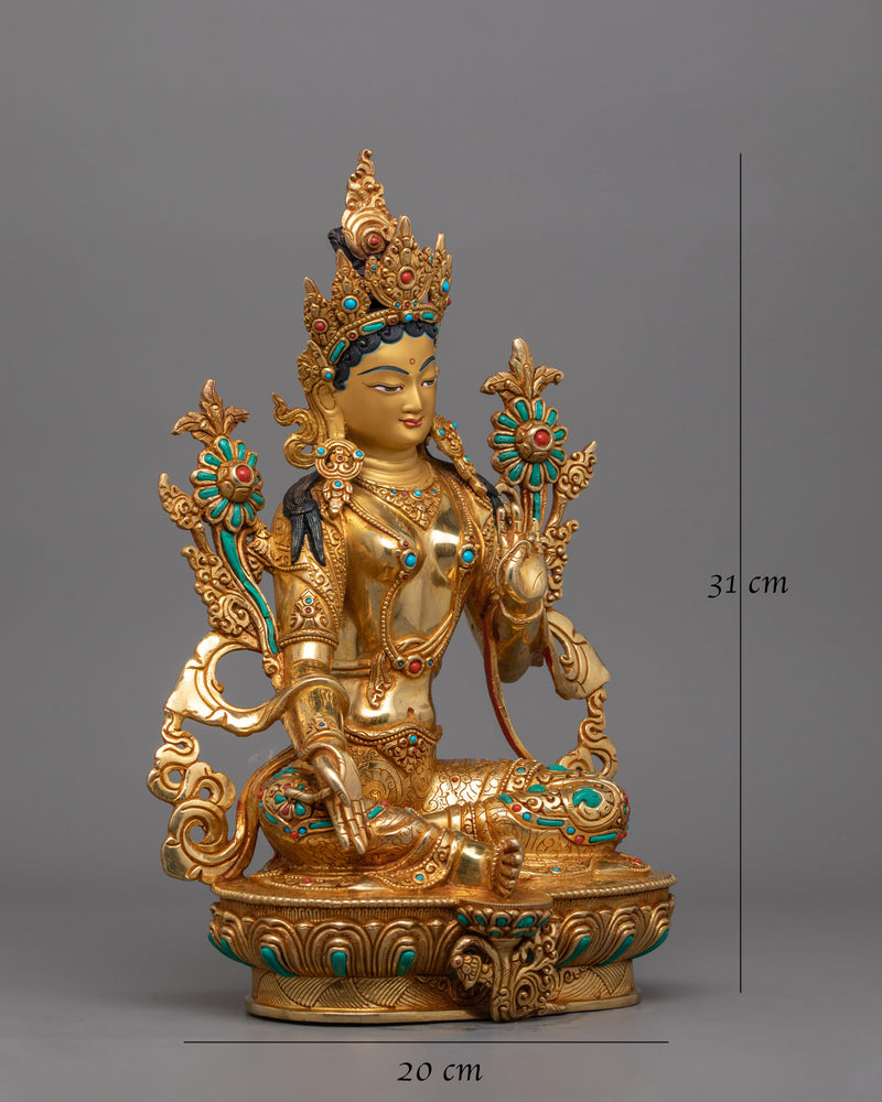 Green Tara Protective Deity Statue in Buddhism