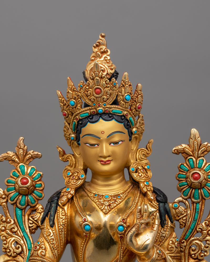 Green Tara Protector Deity Statue in Buddhism | Divine Feminine Artwork