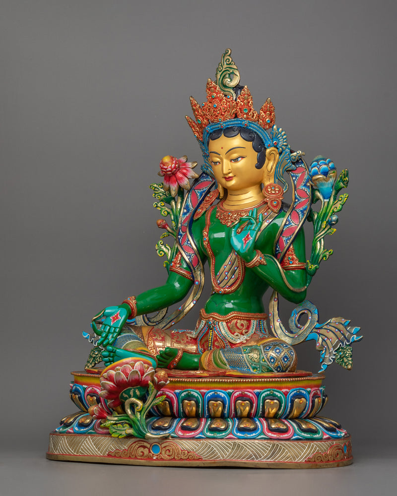 Tibetan Green Tara Goddess Statue | Divine Feminine Artwork