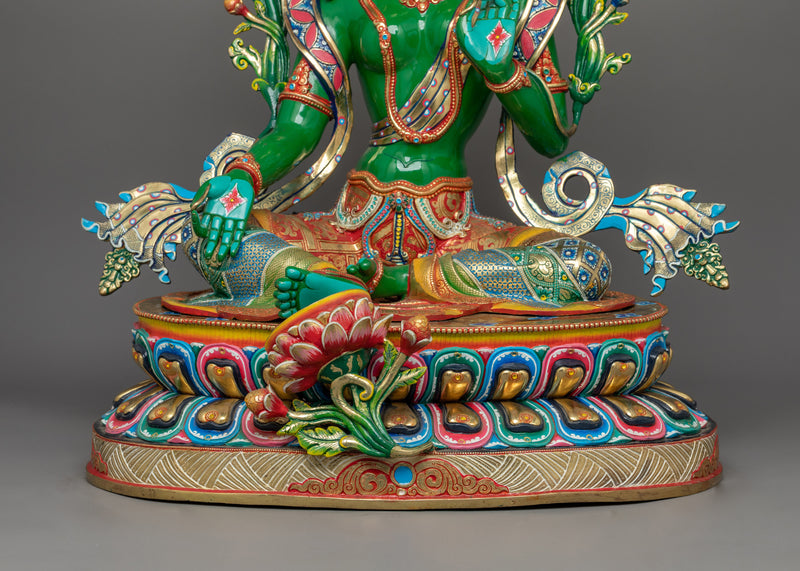 Tibetan Green Tara Goddess Statue | Divine Feminine Artwork