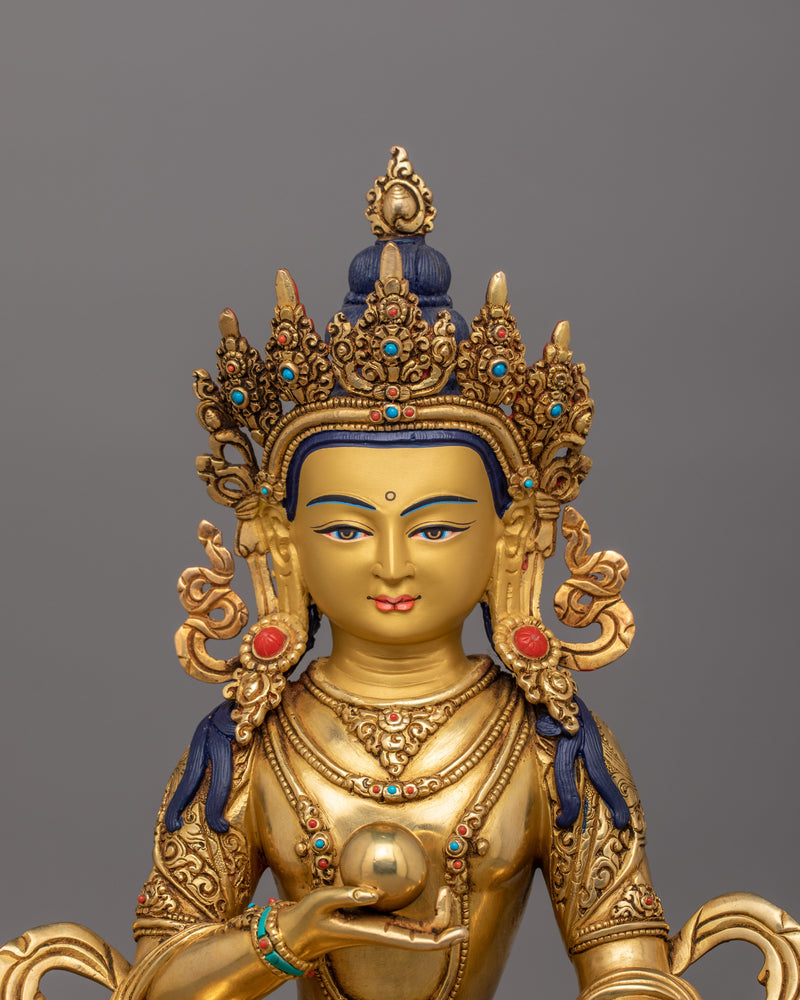 Traditional Bodhisattva Ksitigarbha Figurine | 24K Gold Gilded Copper Artwork