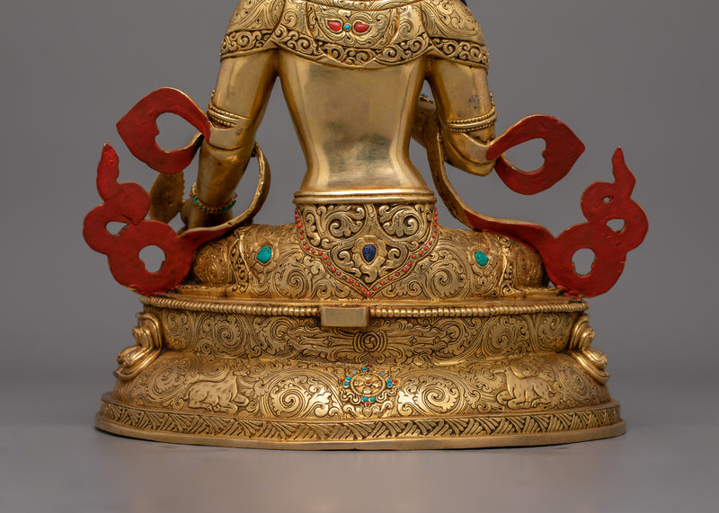 Traditional Bodhisattva Ksitigarbha Figurine | 24K Gold Gilded Copper Artwork