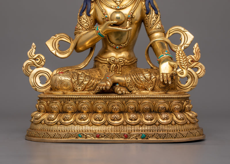 Traditional Bodhisattva Ksitigarbha Figurine | 24K Gold Gilded Copper Artwork