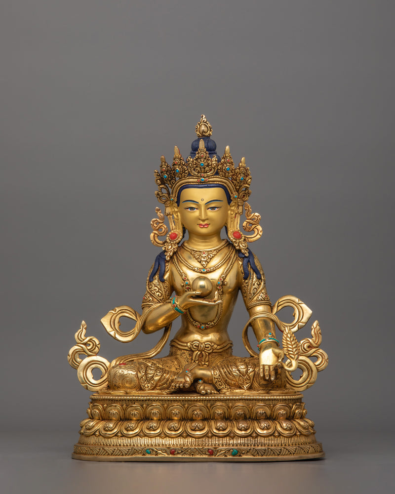 Traditional Bodhisattva Ksitigarbha Figurine | 24K Gold Gilded Copper Artwork