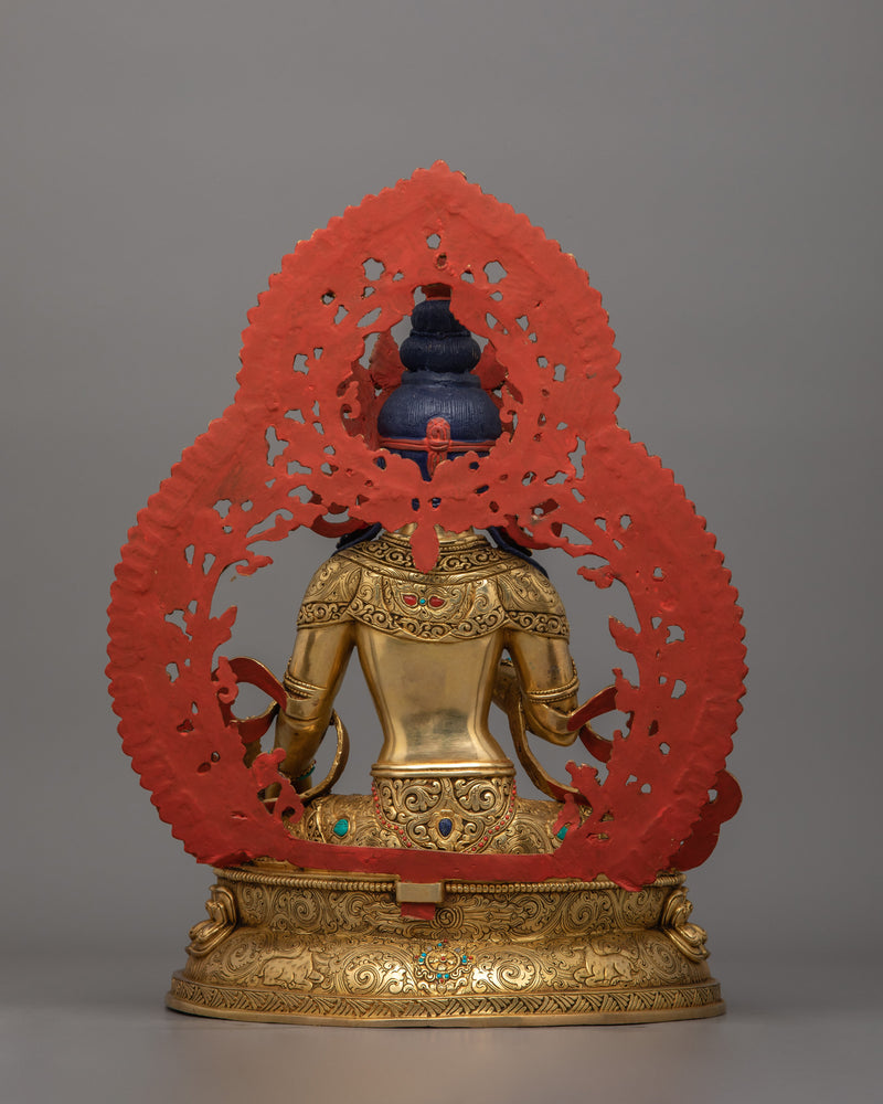 Traditional Bodhisattva Ksitigarbha Figurine | 24K Gold Gilded Copper Artwork