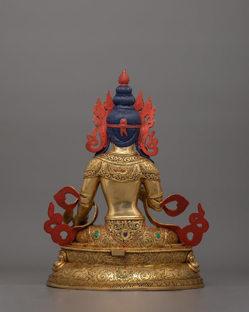 Traditional Bodhisattva Ksitigarbha Figurine | 24K Gold Gilded Copper Artwork