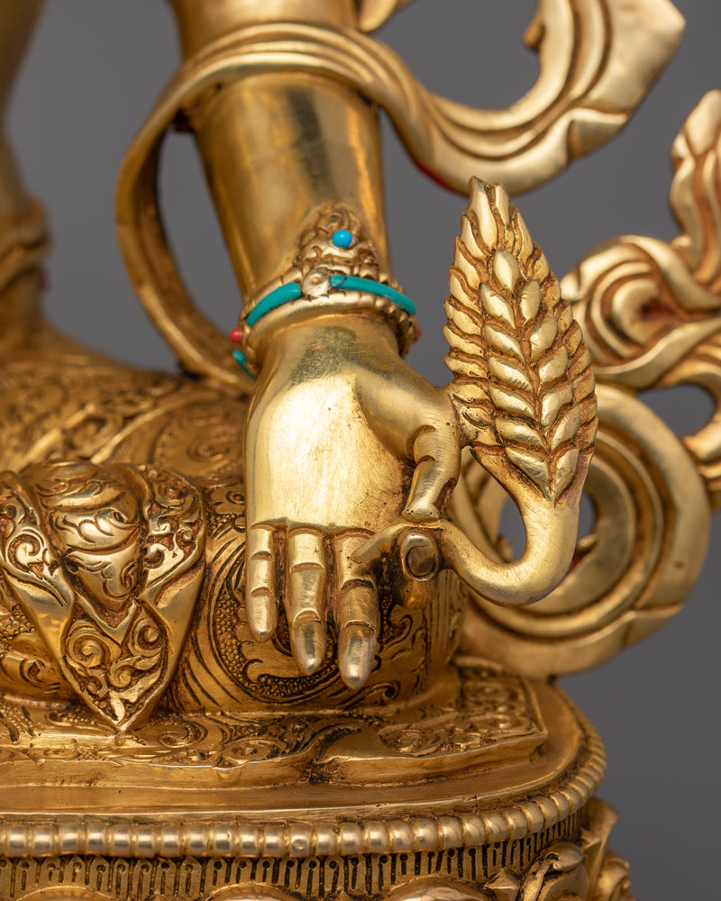 Traditional Bodhisattva Ksitigarbha Figurine | 24K Gold Gilded Copper Artwork