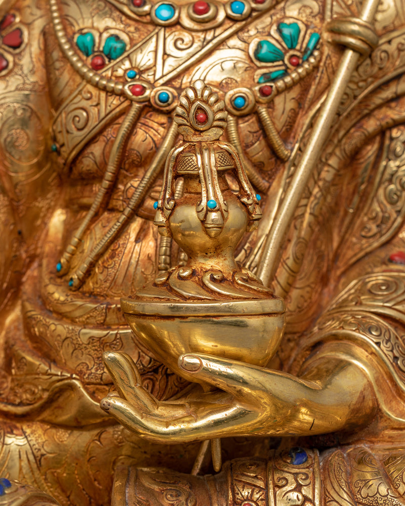 The Second Buddha Guru Padmasambhava Figurine | 24K Gold Gilded Traditional Artwork