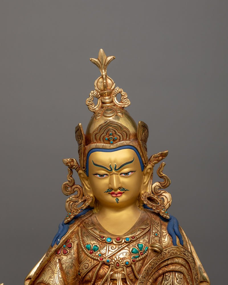 The Second Buddha Guru Padmasambhava Figurine | 24K Gold Gilded Traditional Artwork