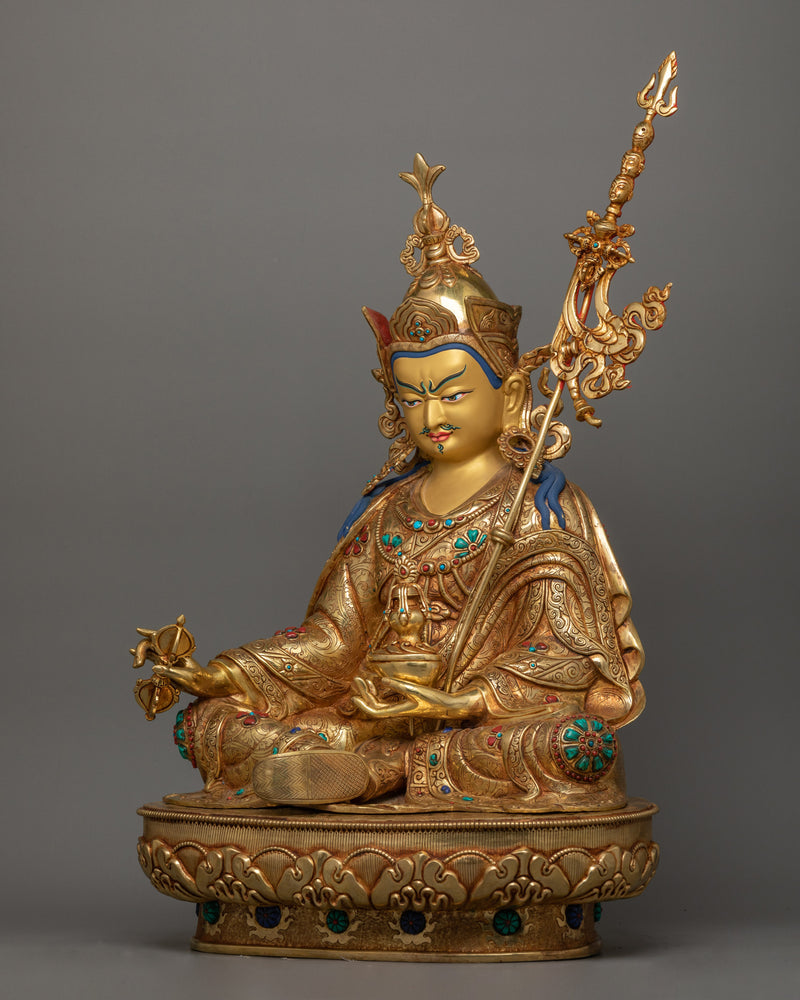 The Second Buddha Guru Padmasambhava Figurine | 24K Gold Gilded Traditional Artwork