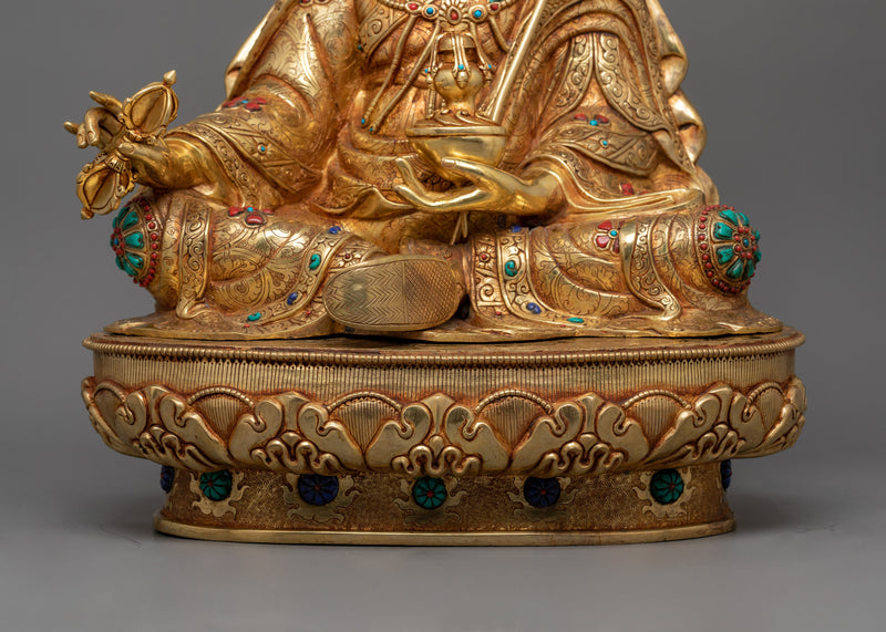 The Second Buddha Guru Padmasambhava Figurine | 24K Gold Gilded Traditional Artwork