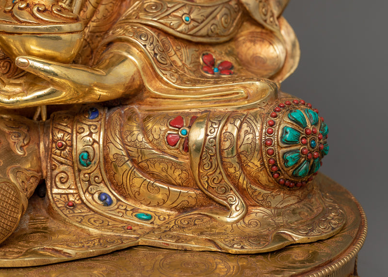 The Second Buddha Guru Padmasambhava Figurine | 24K Gold Gilded Traditional Artwork